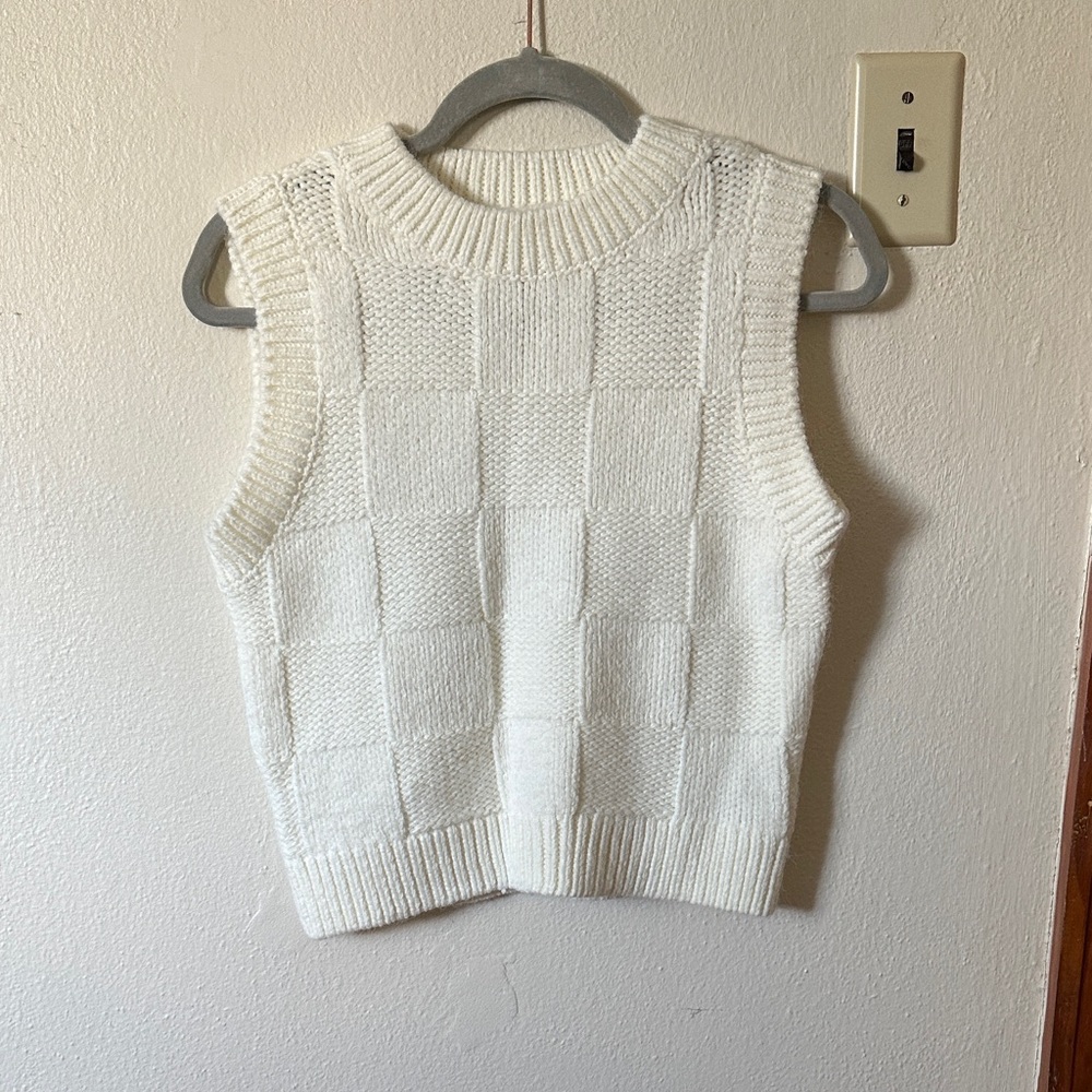 Bershka Cream Knit Sweater Vest